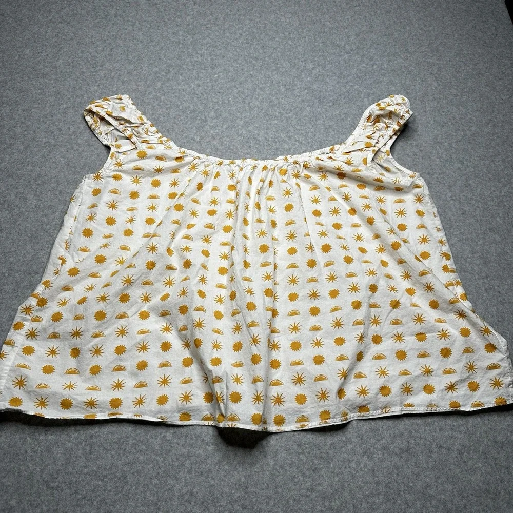 Anthropologie Women Size XL Agathe Marty Puff‎ Sleeve Blouse Sun Stars Print